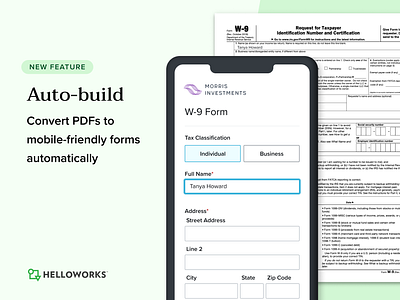 Auto-build for HelloWorks forms mobile ocr pdf scanning