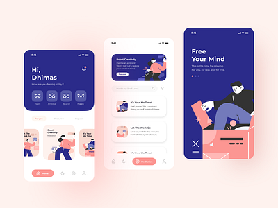 Meditation App app calm design illustration meditation minimal mobile app ui uiux ux ux design web