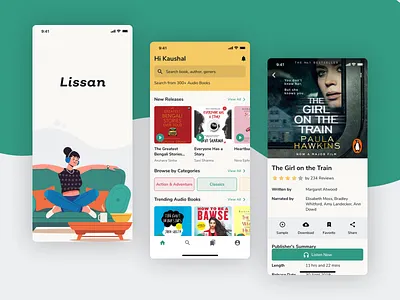 Lissan - Audiobooks App audible audio player audiobooks clean ui concept design lissan ui ui design user experience design user inteface ux