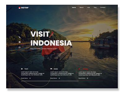 Indtrip Landing Page country design dinning homepage hotel indonesia landingpage river ship tour tourism tourist tourists trip ui uidesign vacation visa website website design