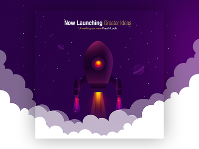 Newly Launching Ideas banner clouds colors design fresh start ideas illustration illustration design launching mailer rocket soft design space ui