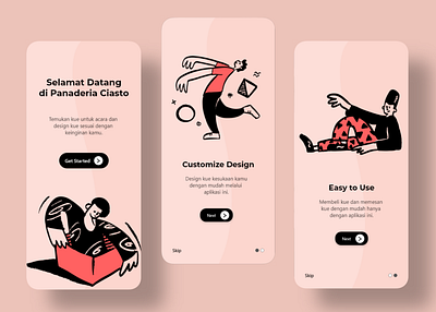 Panaderia Ciasto Onboarding Screen cake shop design food app illustration mobile app mobile app design onboarding onboarding screen typography ui ux