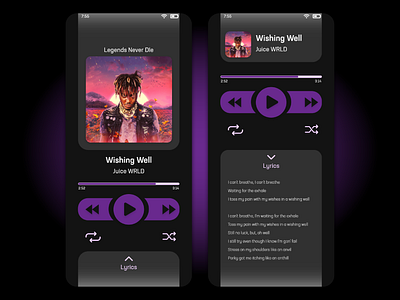 Daily UI 009 - Music Player app dailyui dailyui009 dailyuichallenge dark mode design illustration purple ui ui mobile uidesign uiux vector