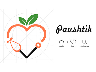 Food & Health Logo apple branding creative thinking design heart logo logo concept stethoscope