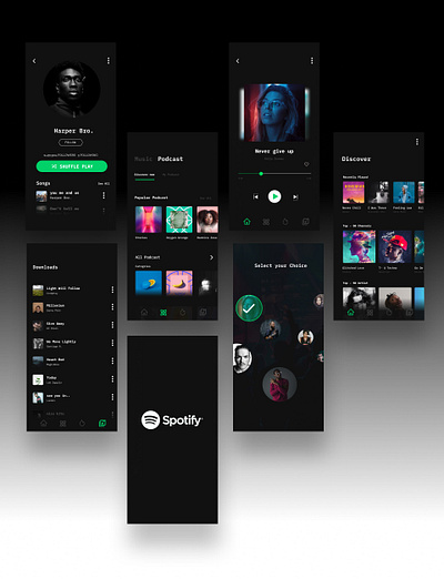 Spotify animation app branding design illustration interaction ios spotify ui