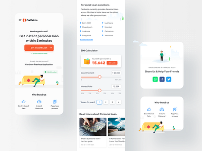 Personal Loan - Landing 2020 cars emi calculator illustration latest design loan app loan calculator loan eligibility loan page personal loan personal loan landing ui design ui designs
