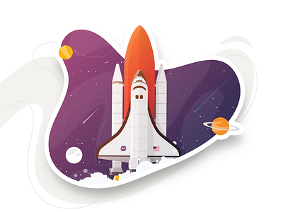 Spaceship - Sticker Mule 2d 3d adobe adobe ilustrator art branding clean digital flat graphic graphicdesign icon illustration minimal nasa simple sketch spaceship stickermule vector