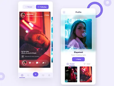 Short video platform adobe xd android app branding dailyui design dribbble flatdesign shortvideo tiktok tiktokdesign typography ui ui ux uidesign uidesignpatterns uidesigns ux
