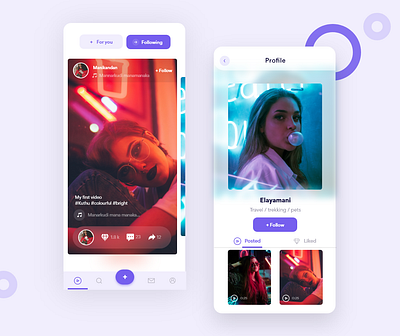 Short video platform adobe xd android app branding dailyui design dribbble flatdesign shortvideo tiktok tiktokdesign typography ui ui ux uidesign uidesignpatterns uidesigns ux