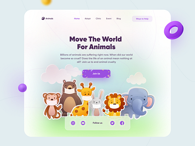 Animal Protection Hero 🦄 animal animal protection animals clean concept design illustration love nature pets trend ui uidesign vector web webdesign wildlife worldwide