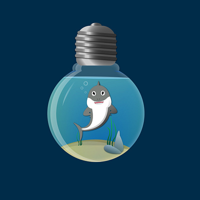 shark in bulb adobe art design draw dribbble icon illustration illustrator logo vector