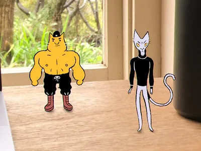 Sinister cat & henchman animals cel character character design drawing hand drawn illustration inked