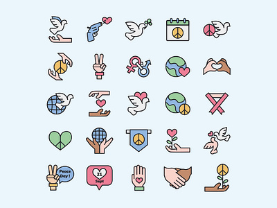 25 peace day icon set ai ai design ai vector freebie icon design icons download icons pack icons set illustration illustrator logo logo design peace day peaceday icon peaceday vector symbol vector design vector download vector icon