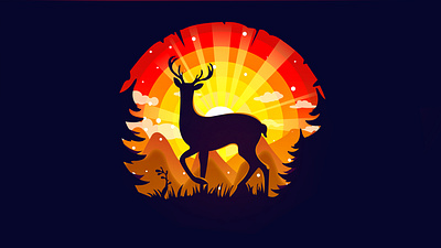 deer landscape adobe art design draw dribbble icon illustration illustrator logo ui vector