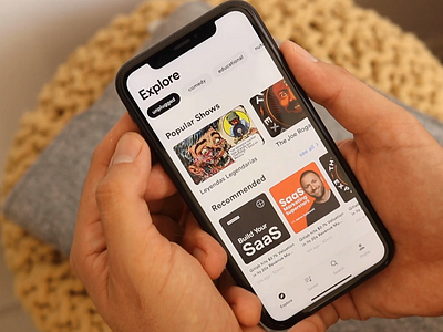 Podcast App android app audio discover explore flutter interaction ios iphone material mobile podcast principle product design protopie prototype saas ui ux video