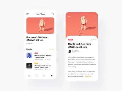 News App Design adobe xd design minimal mobile app design news app ui ux