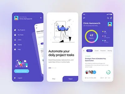 Project Management App Concept_Mobile UI app calendar card clean design event1 illustration iphonex mobile mobile app product design project management schedule task task management task manager typography ui user management ux