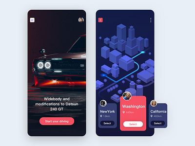 car travel app car ui 卡片 向量 图标 地图 导航 应用 旅行 状态 设计