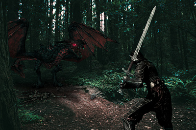 Dragonborn | Photoshop art artwork dragon fantasy fantasy art photo manipulation photoshop photoshop manipulation poster print rpg skyrim the elder scrolls warrior