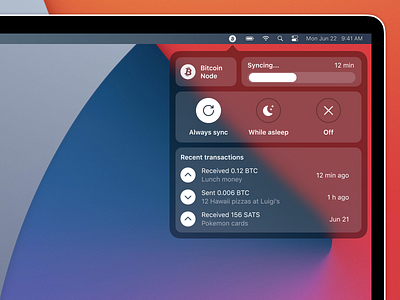 Bitcoin node as a system service application big sur bitcoin concept cryptocurrency node ui