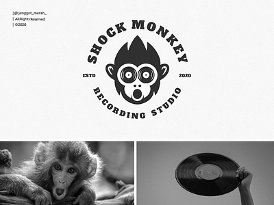 shock monkey logo design awesome brand brand identity branding design dual meaning idea identity inspiration inspirations logo monkey music negative space record recorder recording records shock studio