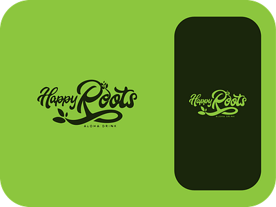 HappyRoots - Aloha Drink aloha branding drink green hand drawn happy leaves logo minimal modern nature roots