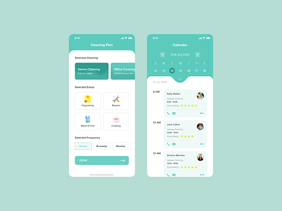 Cleaning Service app calendar clean cleaning colour concept design home interface mobile office popular top ui ux uxui