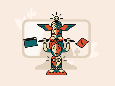 Designers' Totem Pole art artist design designer drawing board elements graphicdesign illustration illustrations illustrator light bulb symbols totem totem pole tradition tribe