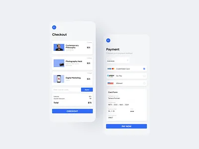 Daily UI 002 - Checkout Page blue checkout page course app daily ui 002 dailyui dailyui002 flat grey uidesign uiux