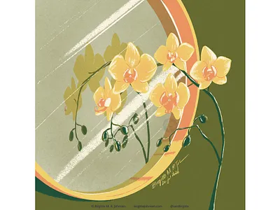 Orchid art digital art digital illustration flora flowers huely huely challenge huely2020 illustration interior limited colour palette limited colours orchid