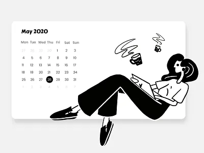 Calendar black white blackandwhite challange coffee daily ui daily ui 038 daily ui 38 daily ui challenge dailyui038 dailyuichallenge design graphicdesign illustration minimal minimal illustration page design ui web