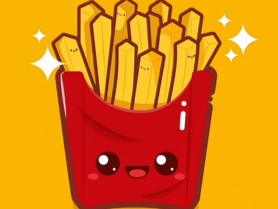 Kawaii French fries🍟 adobe art artwork characterdesign chibi daily digitalart digitalpaintig food graphicdesign illustration illustrator kawaii vectorart