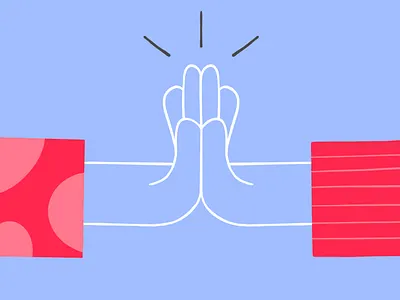 High Five! blue hand illustration hands highfive illustration illustrations red