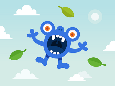 Floating monster art branding character design eyes illustration leaf monster monster club sky sunny vector