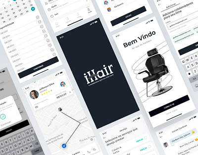 iHair App adobexd android app design app brasil clean design hair salon interaction ios app design minimal mobile typography ui ux