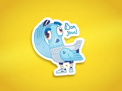 Bon jour! birds bon jour bully character cigarette dove flat flat illustration france french funny gopnik hello illustration pigeon print sticker stickerdesign telegram