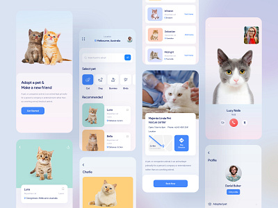 Pet Adoption Mobile Application Design adoption animal animal care app application care cat catalog dog landingpage mobile design mou pet pet store pet ui pet web petshop veterinarian veterinary workout