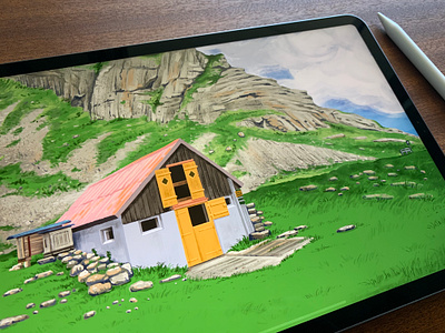 Appenzell 🐄 ⛰️ Switzerland appenzell hike hiker hiking illustration illustration art illustrations illustrator ipad pro ipadpro ipadproart nature nature art pankaj juvekar procreate procreate app procreateapp ranch switzerland traveling