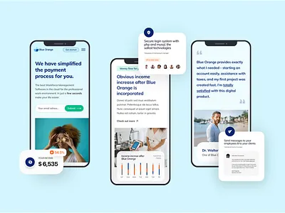 Mobile version of the Blue Orange Website branding design minimal mobile mobile app mobile app design mobile design mobile ui sketchapp ui ux web webdesign website