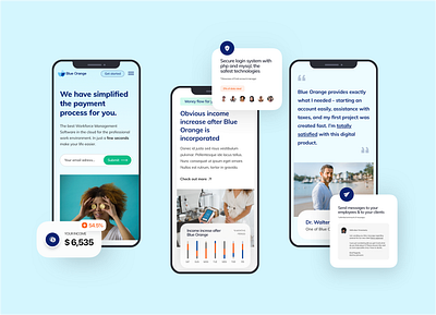 Mobile version of the Blue Orange Website branding design minimal mobile mobile app mobile app design mobile design mobile ui sketchapp ui ux web webdesign website