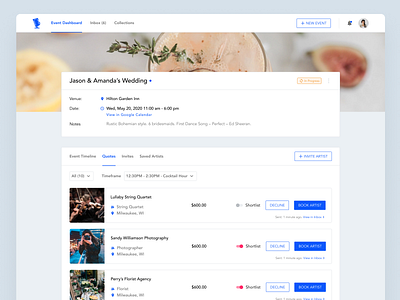 Booklive - event planner booking cards ui design event events figma hero image list music navigation planner planning product design ui ux web app design