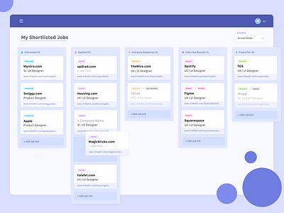 Job Tracker job job board kanban listing manager track ui