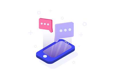 Message isometric illustration app bubble chat chatting design dialog illustration isometric isometric design isometric illustration message mobile online phone smartphone text ui uiux vector web