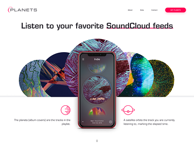 Planets - Landing Page app branding feed identity ios iphone landing logo playlist product site web website