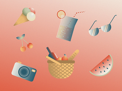 Summer vibes art artist beach creative design draw flat fruit icecream illustraion illustrator inspiration lemonade picnic simple sketch sticker summer summertime vacation