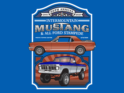 2020 Car Show blue car illustration car show ford illustration illustrator mustang t shirt artwork vector