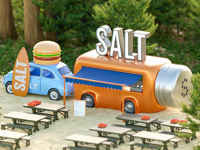 Salt 3d blender blender3d burger illustration isometric lowpoly restaurant salt