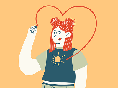 Lipstick Heart art character design doodle draw drawing fashion girl heart illustration lipstick longbob love procreate sketch spacebuns sun sunshine