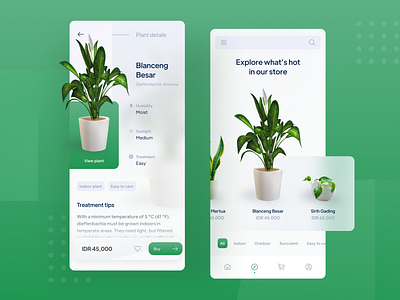 UI Exploration - Plant Store clean ui e commerce layout market marketplace minimal mobile app mobile app design mobile design mobile ui plant product design ui design uiux