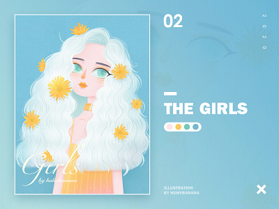 illustration02 blue character design flower girl illustration procreate summer